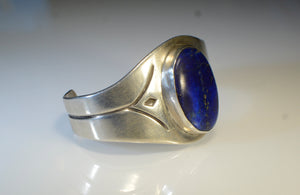Bracelet.  Silver and lapis bracelet.