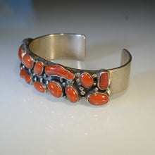 Load image into Gallery viewer, Bracelet.  Silver and coral bracelet.
