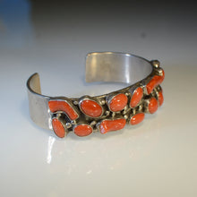 Load image into Gallery viewer, Bracelet.  Silver and coral bracelet.
