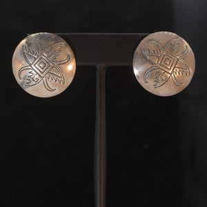 Shield style silver earrings