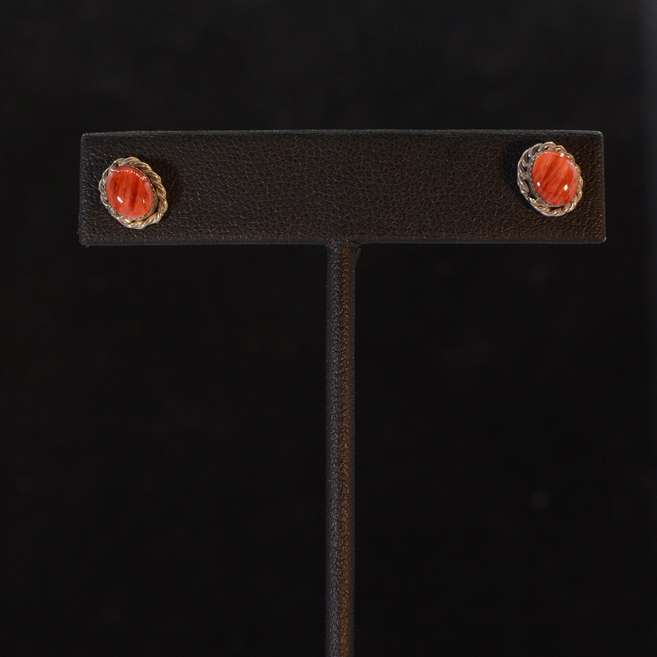 Silver and coral earrings