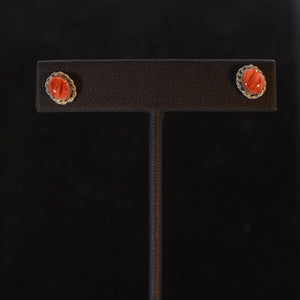 Silver and coral earrings