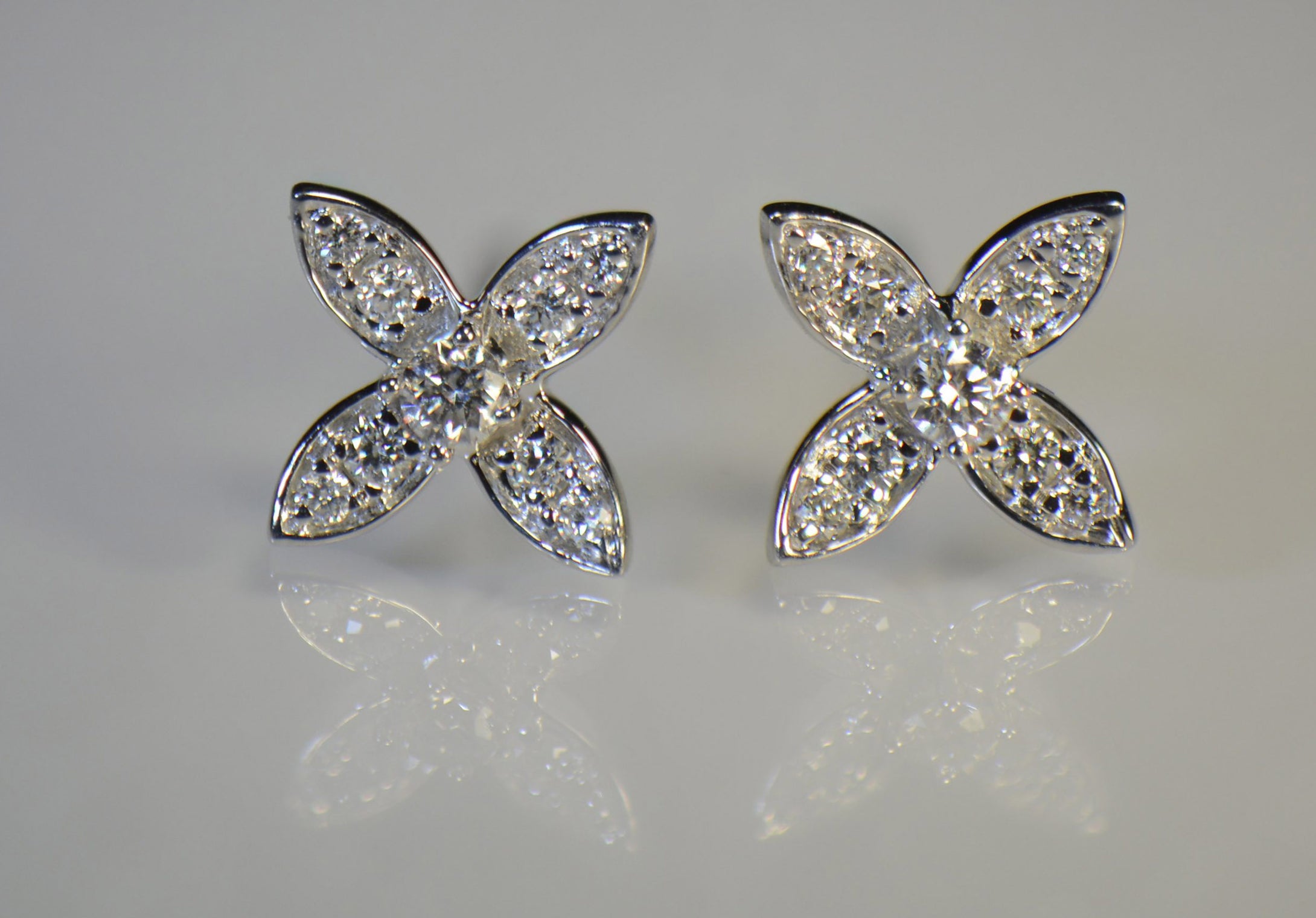 Flower Style Gold and Diamond Earrings