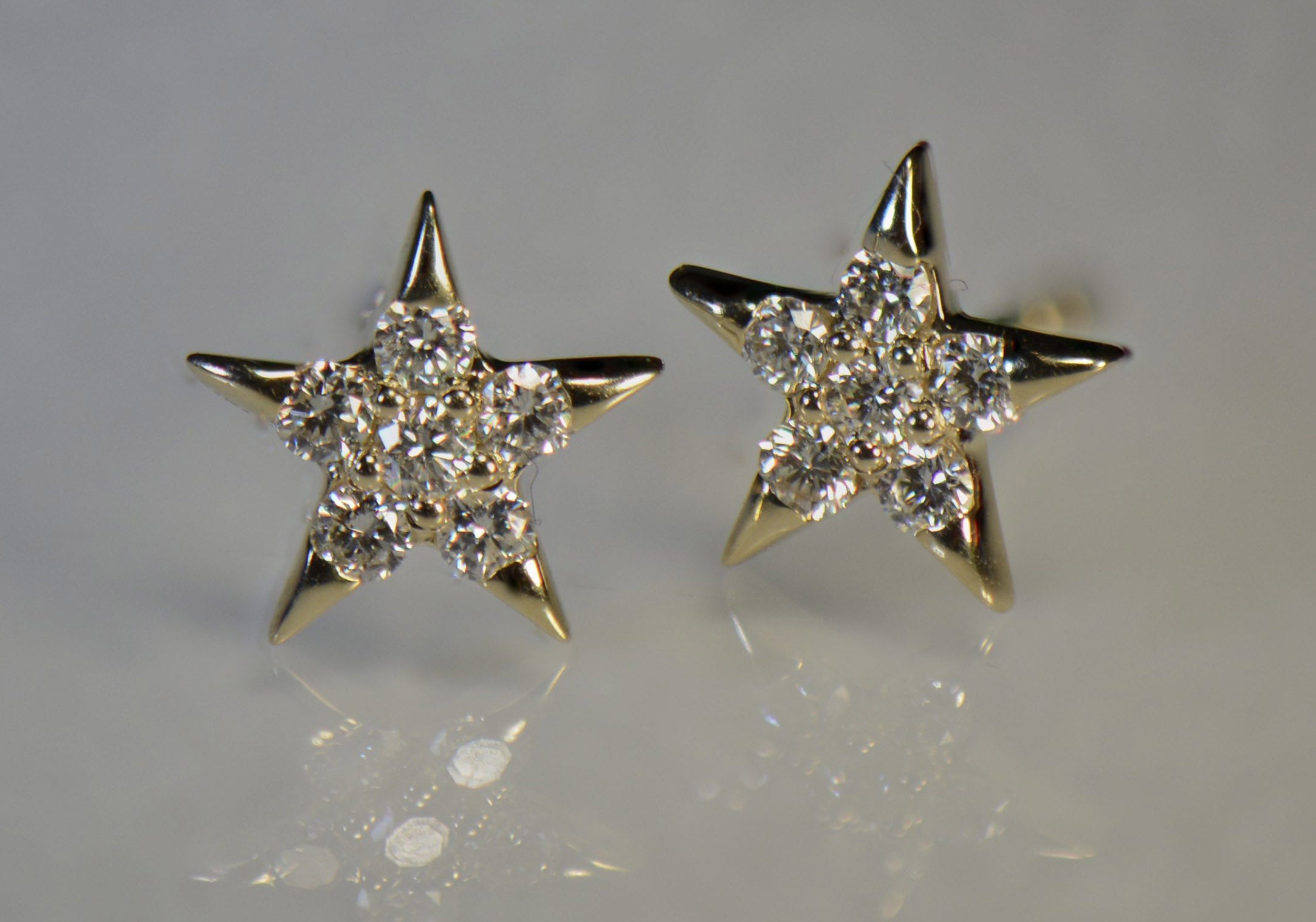 Star Gold and Diamond Earrings
