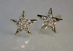 Star Gold and Diamond Earrings