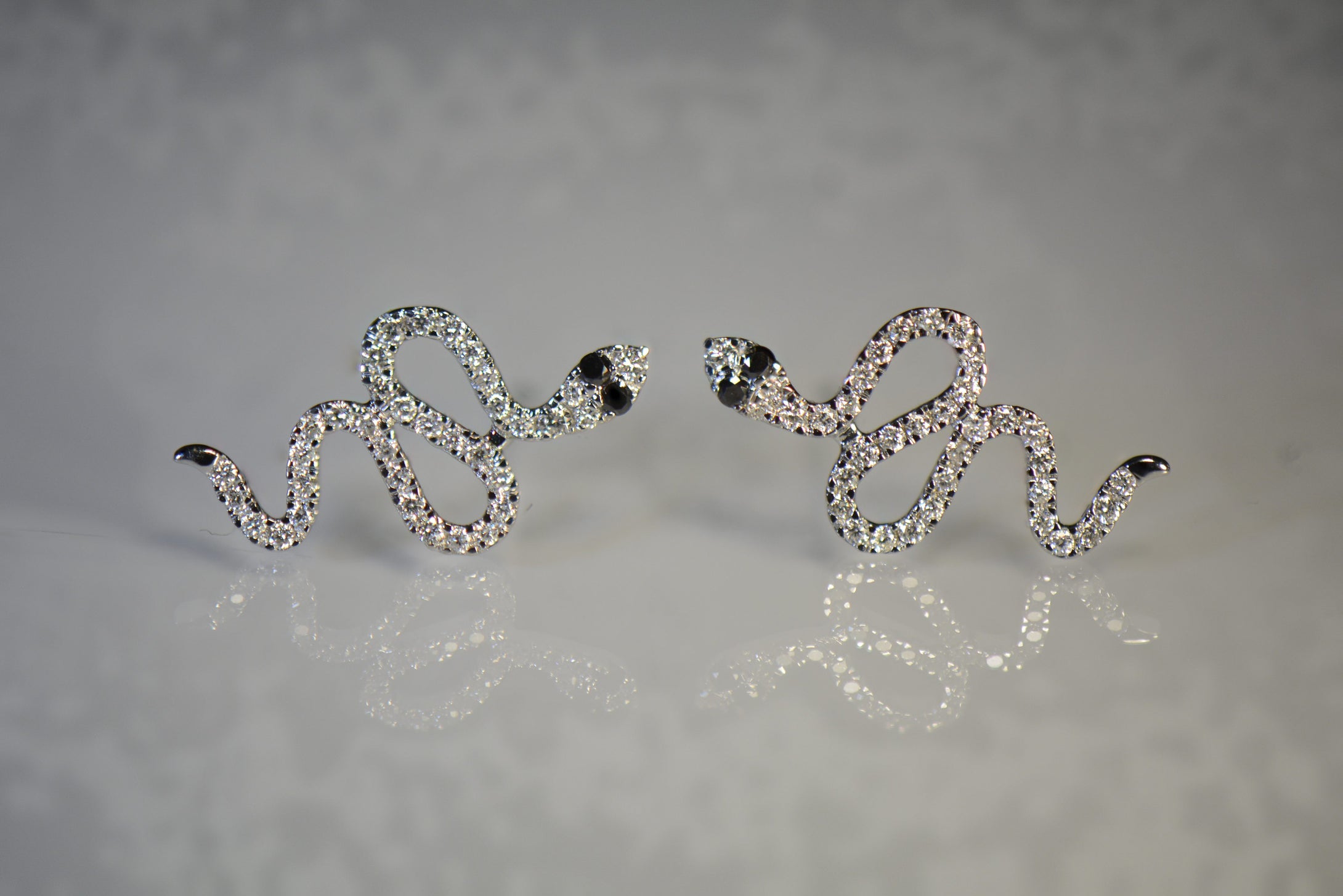 Snake style Gold and Diamond Earrings