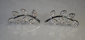 Leaf style Gold and Diamond Earrings
