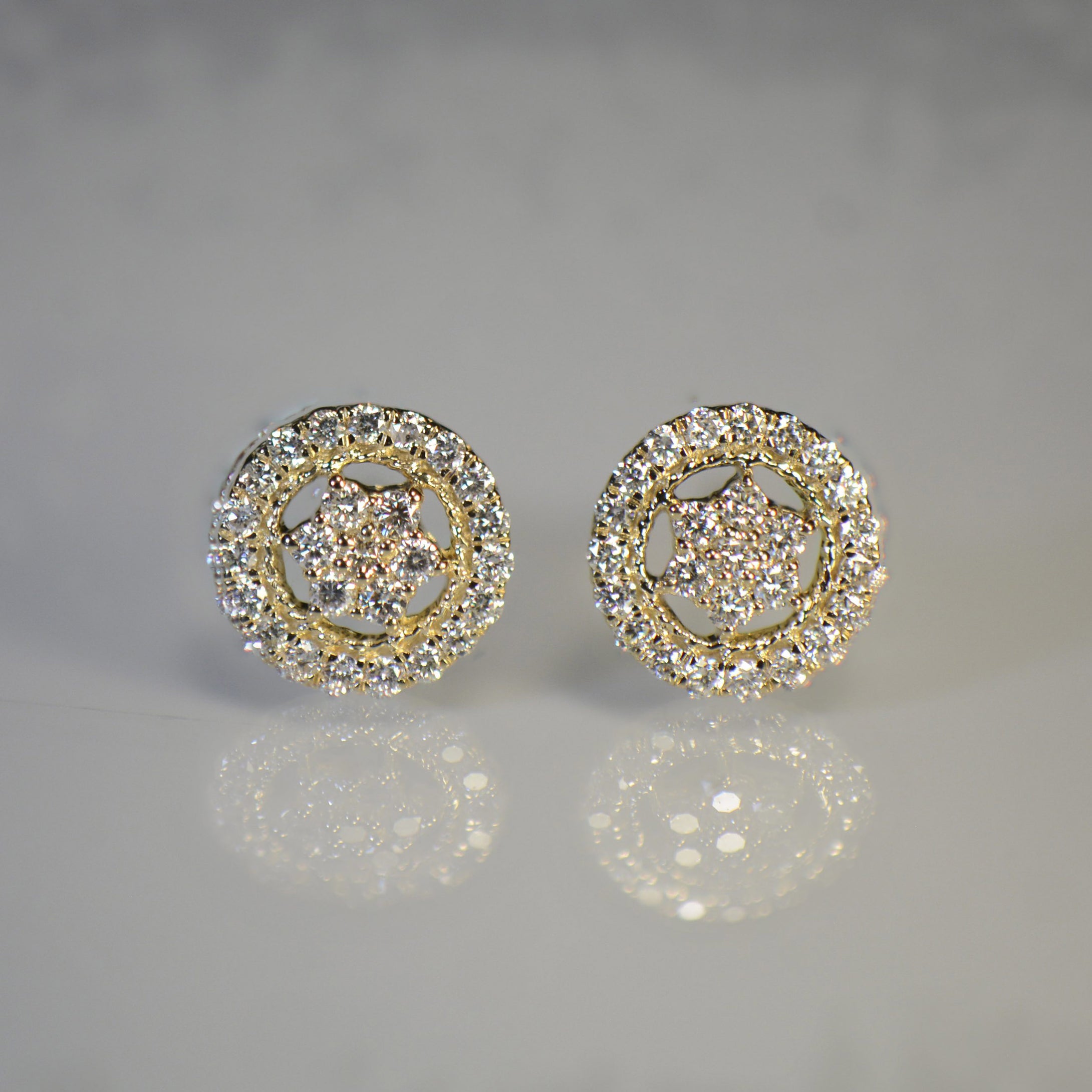 Shield style Gold and Diamond Earrings