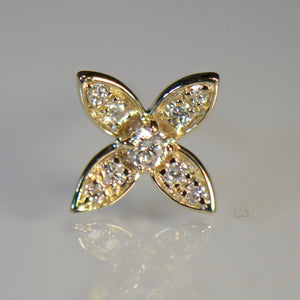 Flower Style Gold and Diamond Earrings