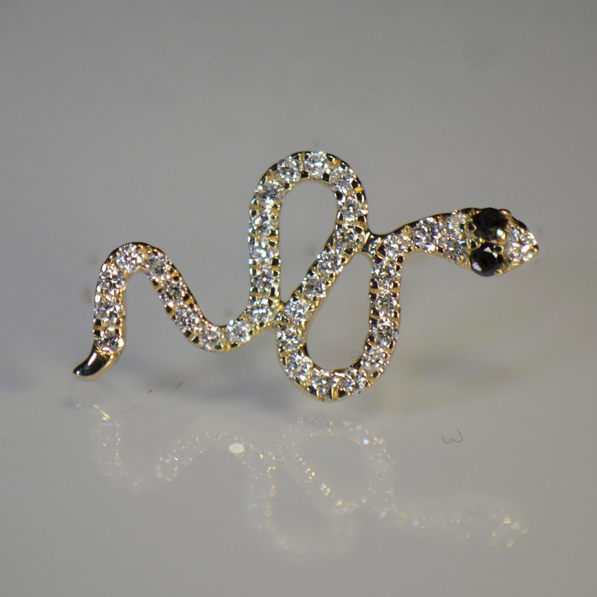 Snake style Gold and Diamond Earrings
