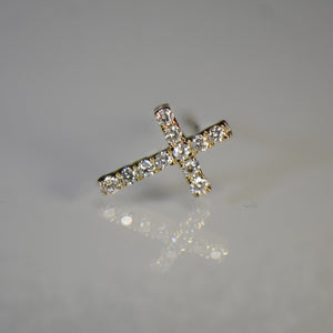 Cross style Gold and Diamond Earrings