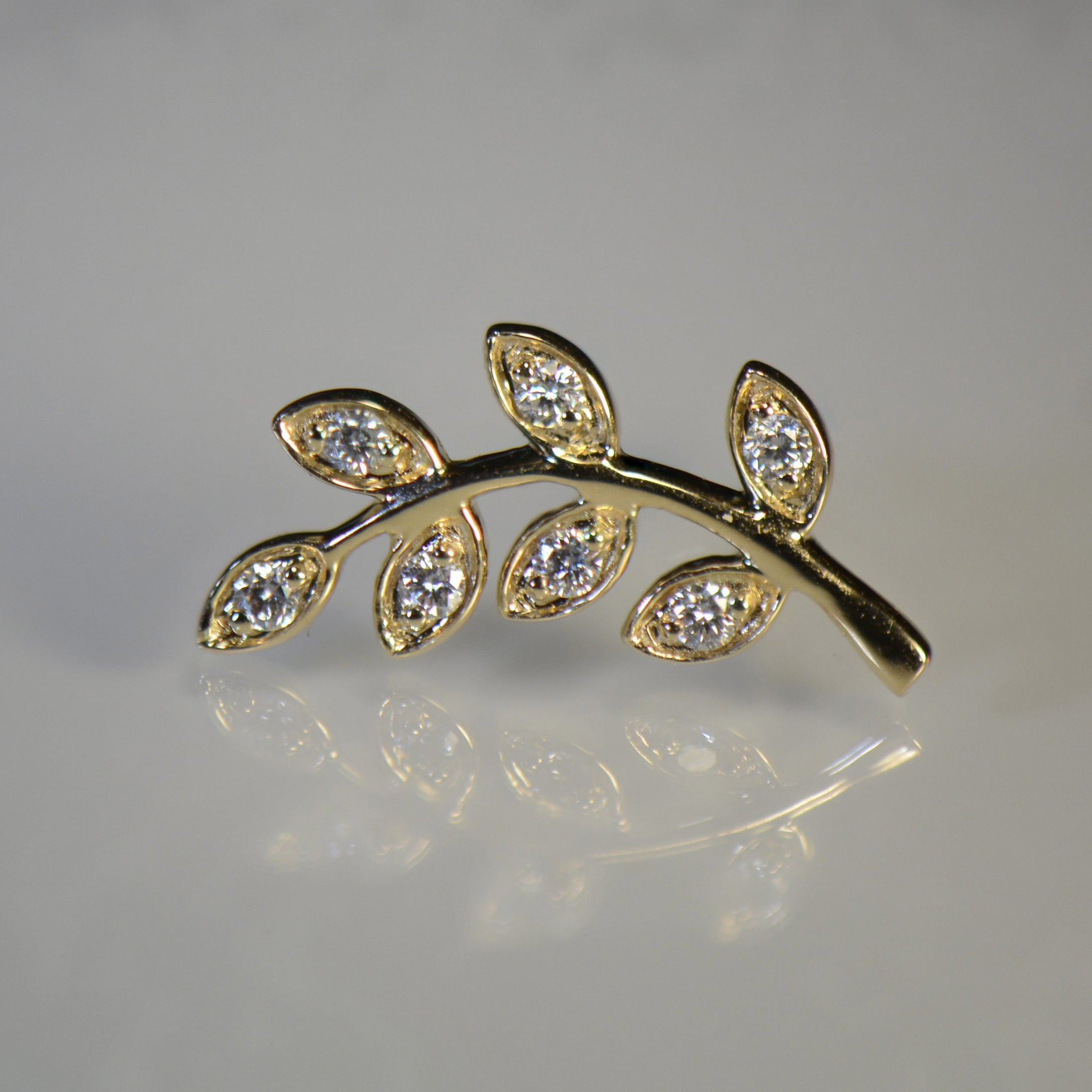 Leaf style Gold and Diamond Earrings