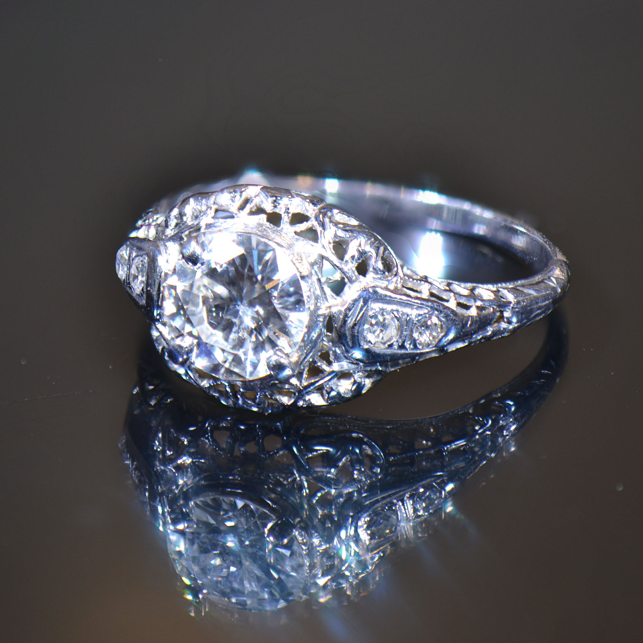 Vintage Estate Ring, Platinum and Diamond, size 6